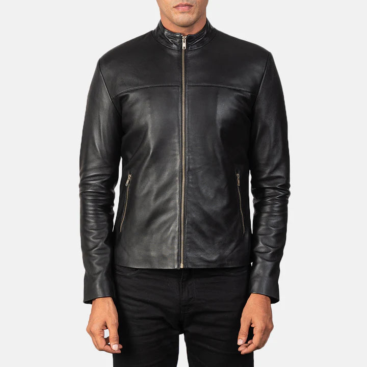 Men’s Biker Adornica Black Leather Jacket