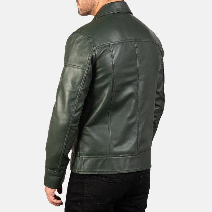 Men's Lavendard Green Biker Leather Jacket