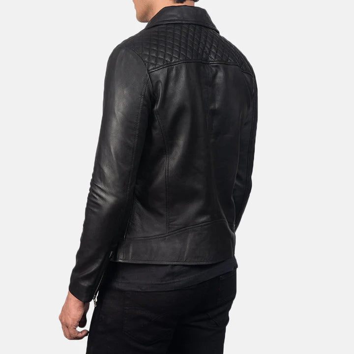 Danny Quilted Black Biker Leather Jacket