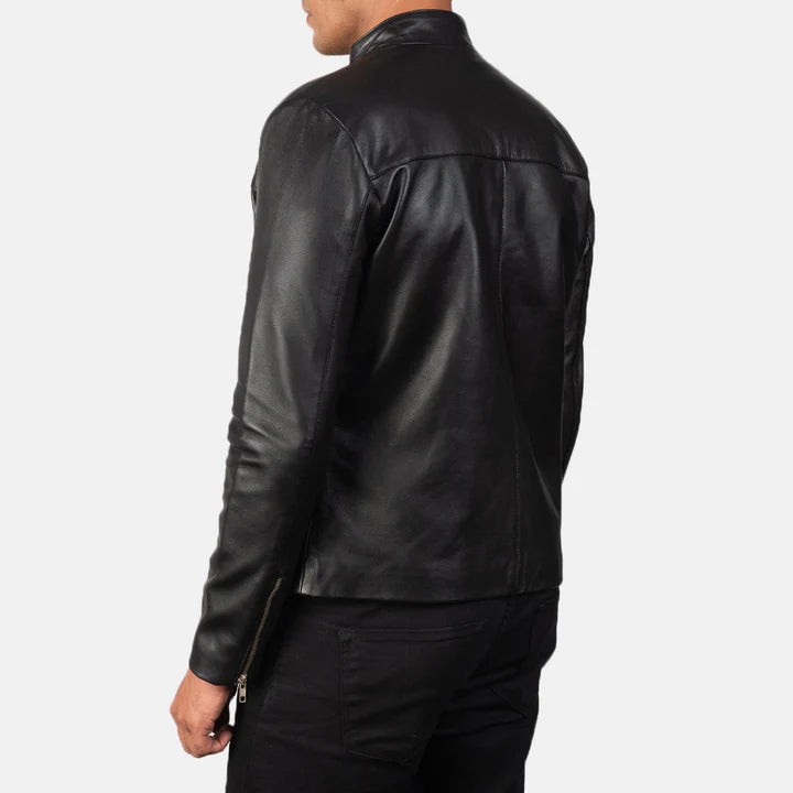 Men’s Biker Adornica Black Leather Jacket