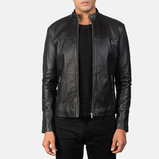 Men’s Biker Adornica Black Leather Jacket