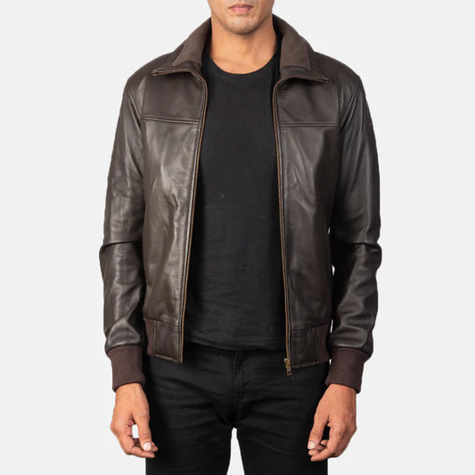 Rolf Air Brown Men’s Leather Bomber Jacket