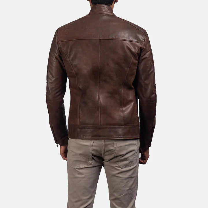 Dean Brown Men’s Leather Biker Jacket