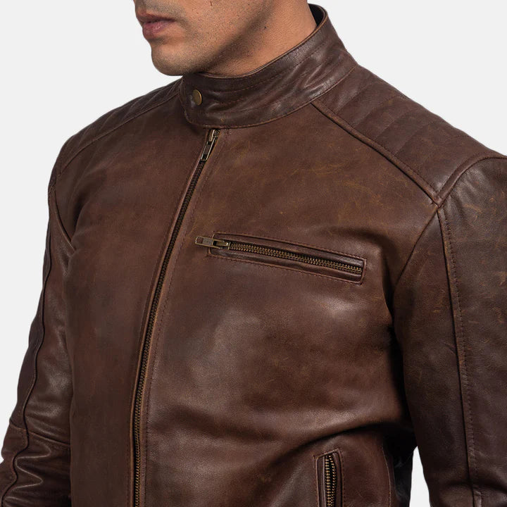 Dean Brown Men’s Leather Biker Jacket