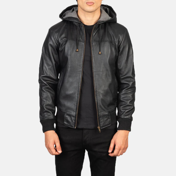 Hooded Nintenzo Black Bomber Jacket