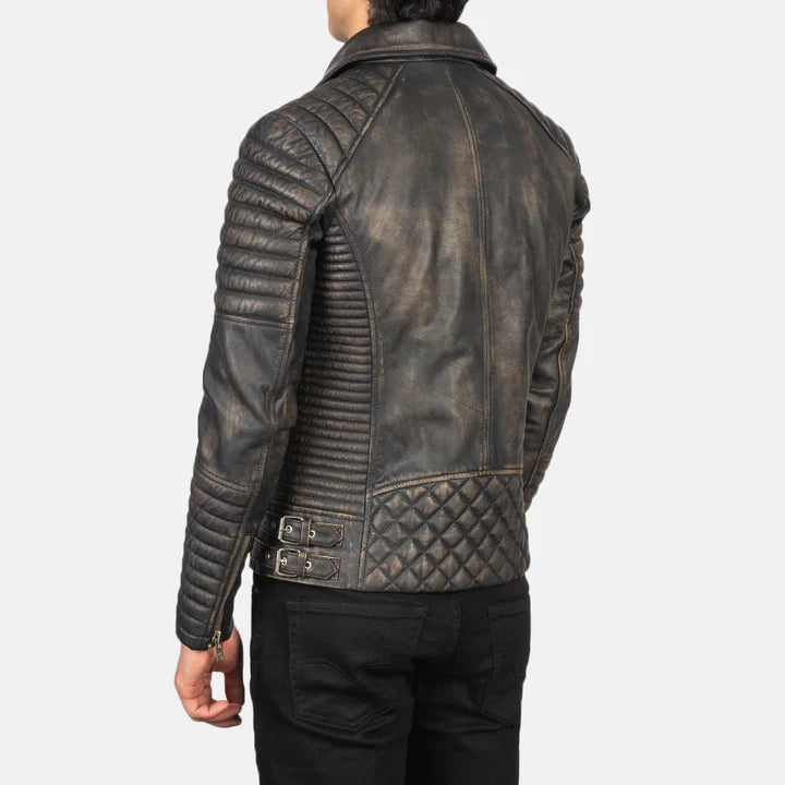 Men’s Armand Distressed Brown Biker Leather Jacket