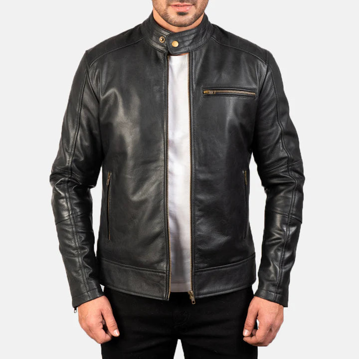 Dean Black Men’s Leather Biker Jacket