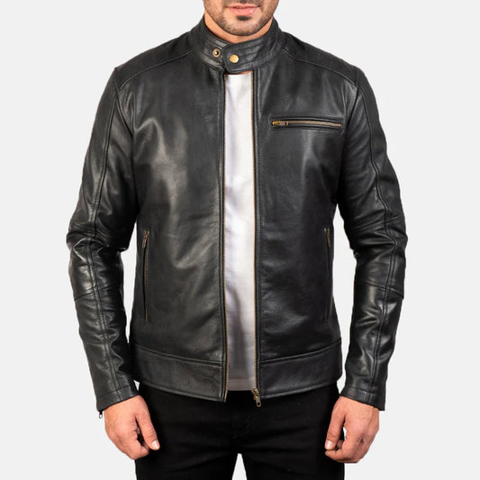 Dean Black Men’s Leather Biker Jacket