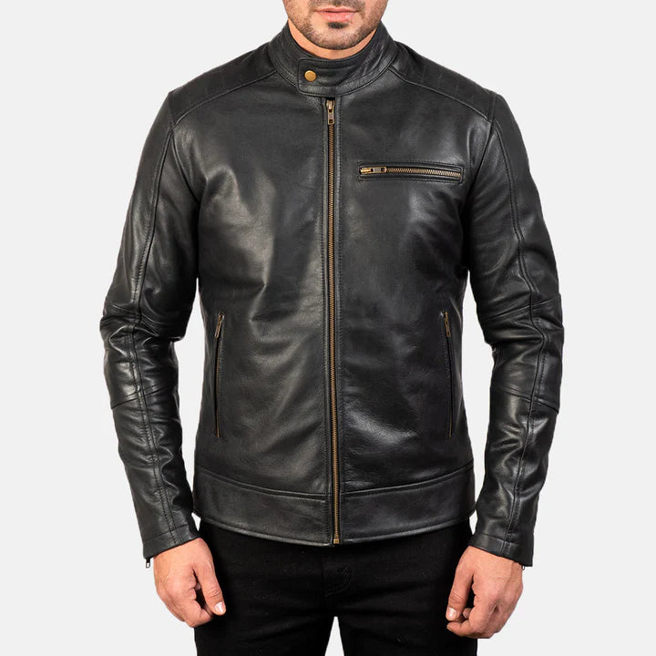 Dean Black Men’s Leather Biker Jacket
