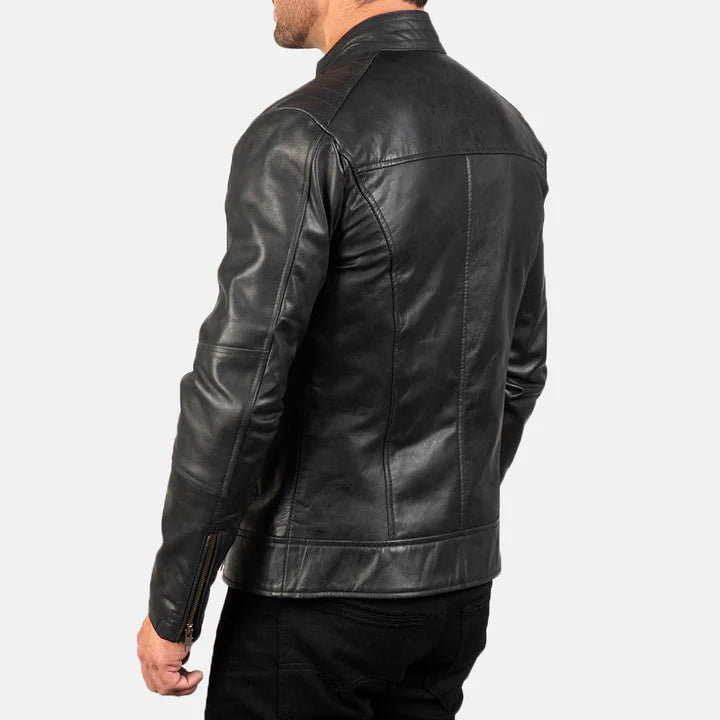 Dean Black Men’s Leather Biker Jacket
