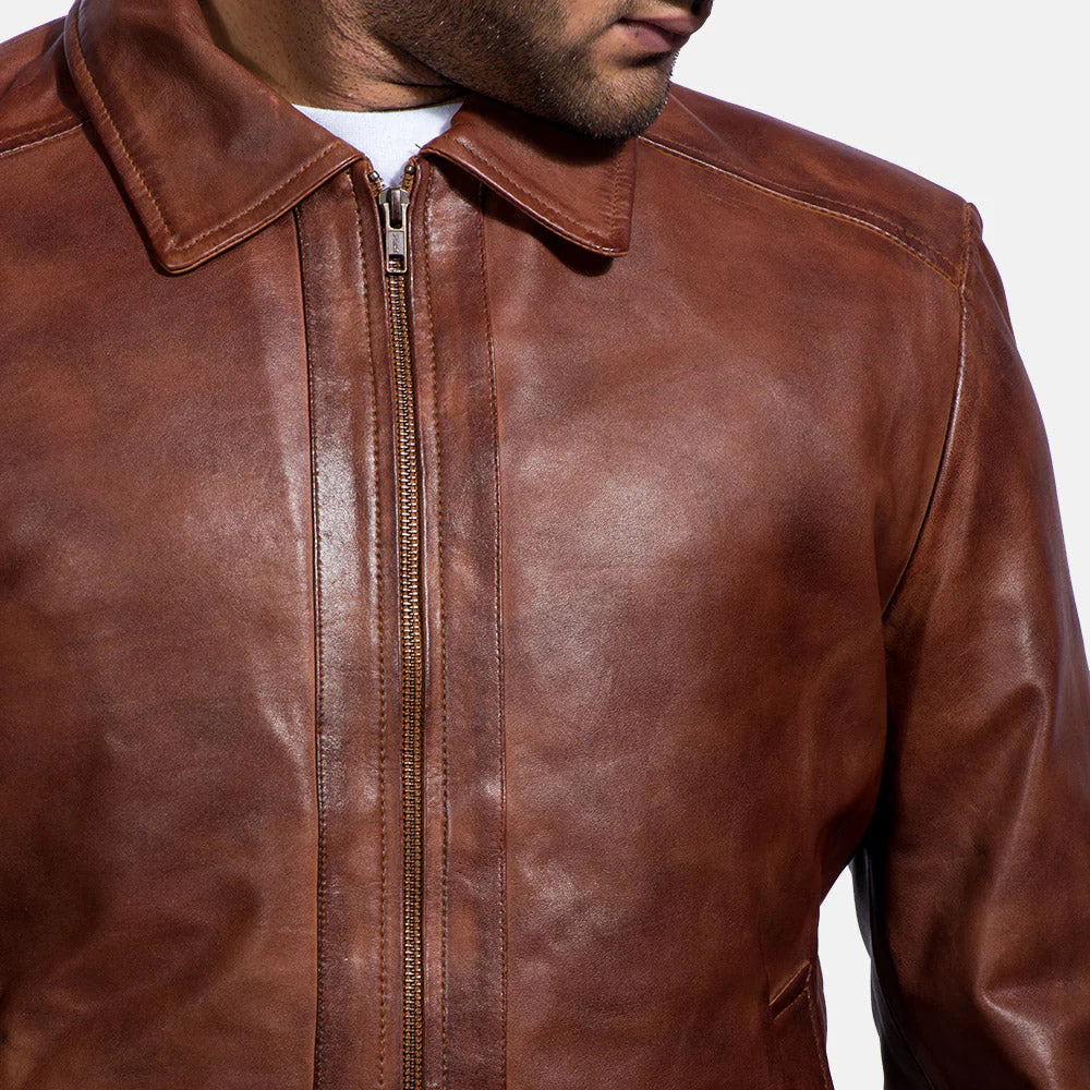 Inferno Men’s Distressed Brown Real Leather Jacket