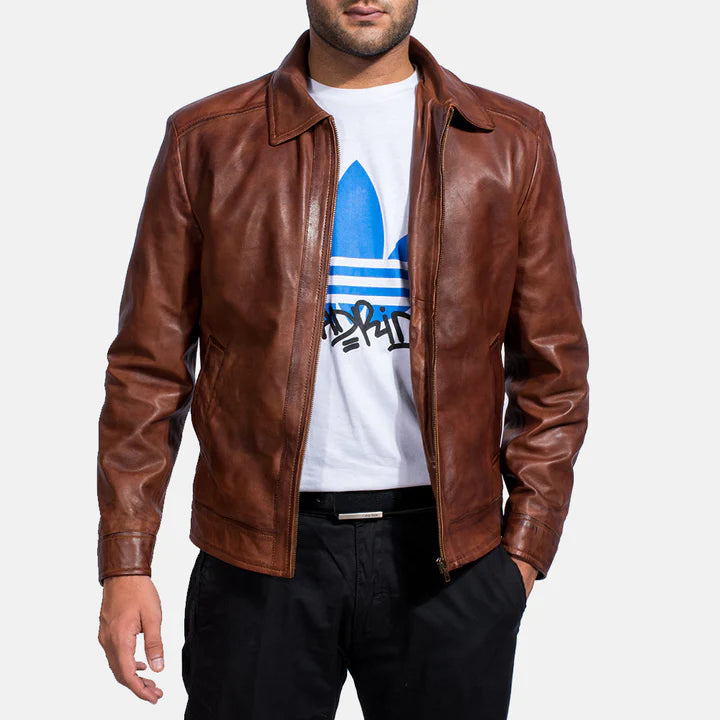 Inferno Men’s Distressed Brown Real Leather Jacket