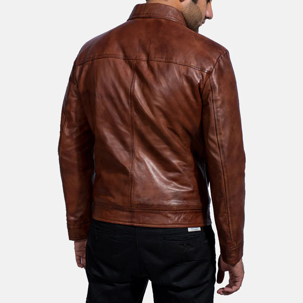 Inferno Men’s Distressed Brown Real Leather Jacket